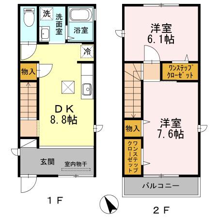 福知山線 川西池田駅 徒歩25分 2階建 築14年(2DK)の間取り写真