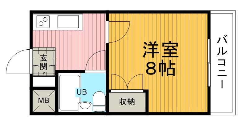 マリアージュ箕面(1K/2階)の間取り写真