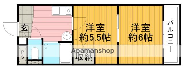 プレステージ石橋公園前(2K/3階)の間取り写真