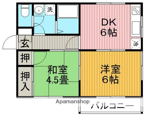 ヴィラK渋谷Ⅱ(2DK/2階)の間取り写真