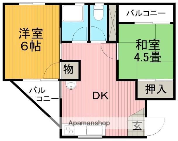カヤノマンション(2DK/2階)の間取り写真