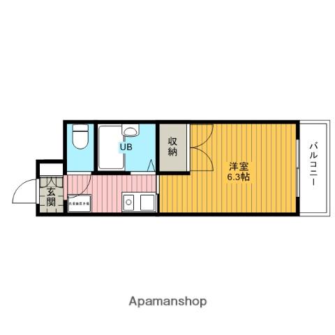 パセオ石橋(1K/4階)の間取り写真