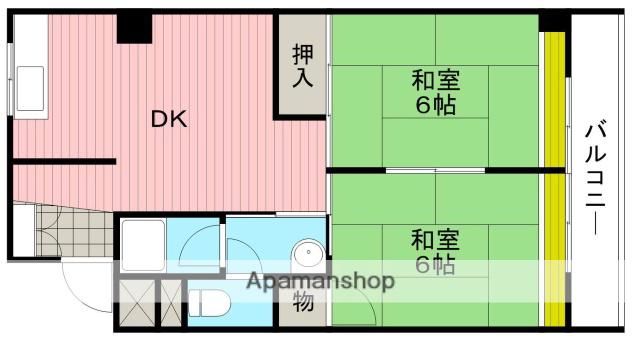石澄ハイツ(2DK/4階)の間取り写真