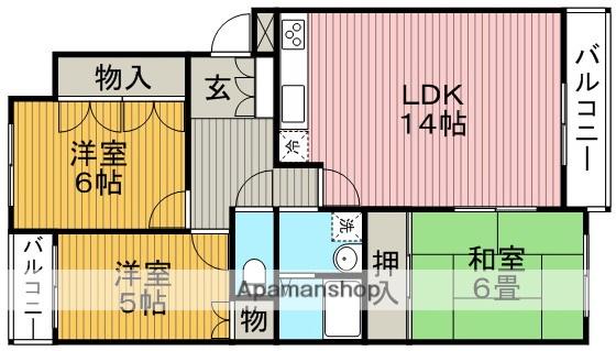 マンション阪本1(3LDK/1階)の間取り写真