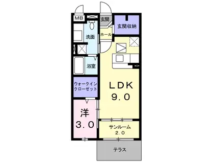 シャルマンフルール(1LDK/1階)の間取り写真