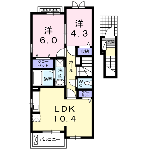 カンフォーラ(2LDK/2階)の間取り写真