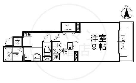 ビーバンウエスト(1K/1階)の間取り写真
