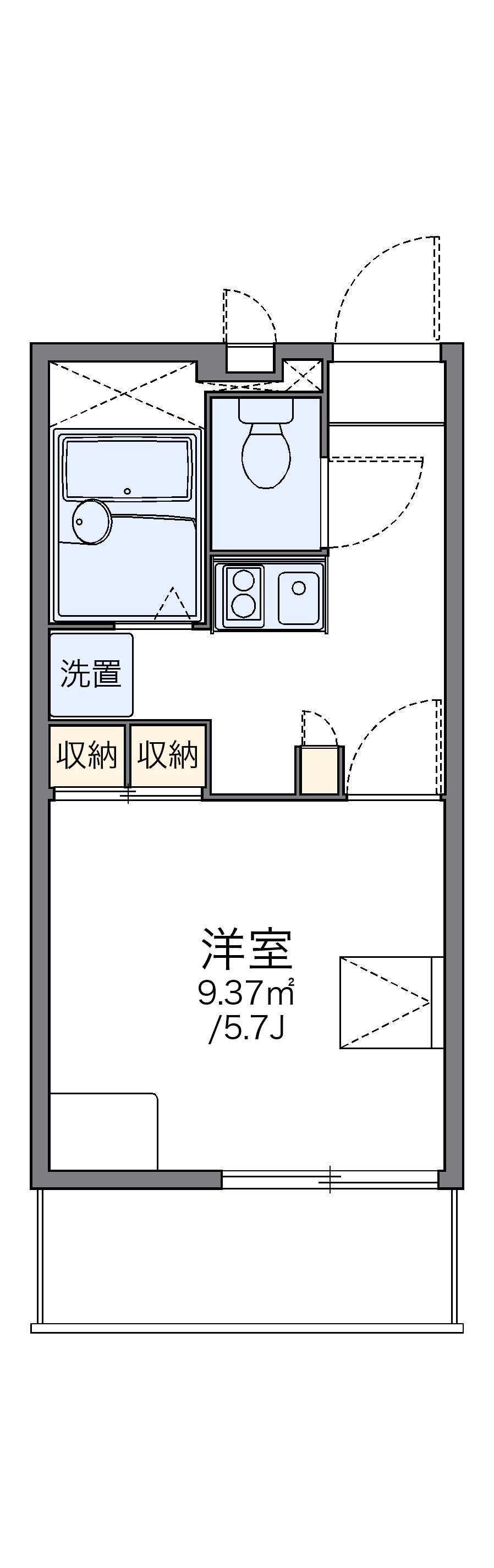 レオパレス平野南(1K/2階)の間取り写真