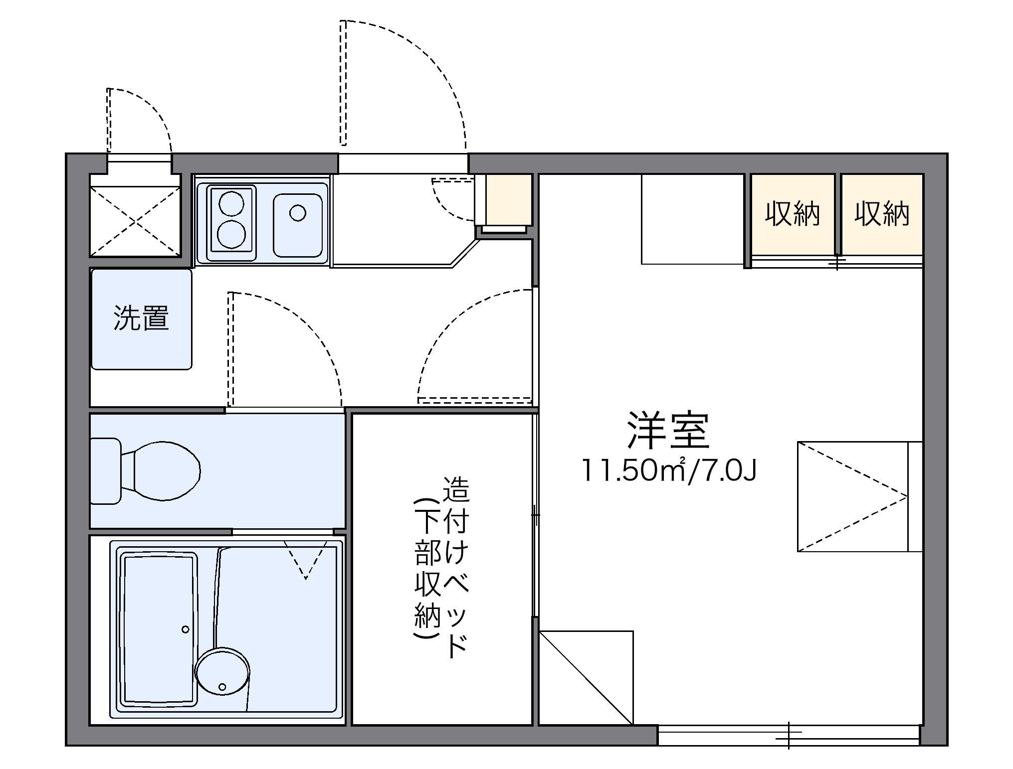 レオパレス東今里(1K/1階)の間取り写真