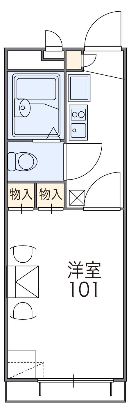 レオパレス飛鳥(1K/2階)の間取り写真