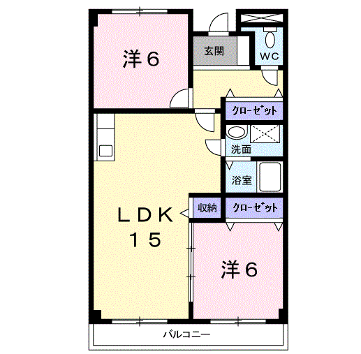 グリーンハイツ芝1(2LDK/2階)の間取り写真