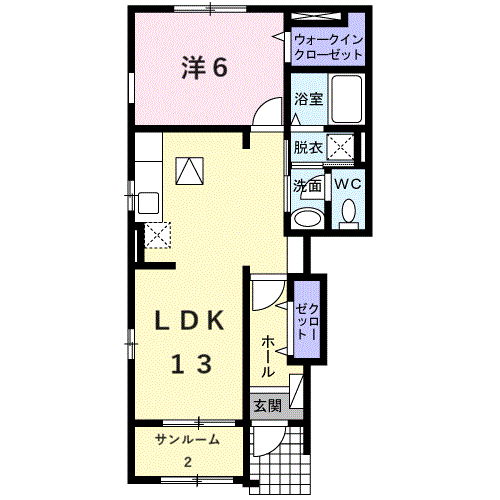 ノール・パルクヴェールⅡ(1LDK/1階)の間取り写真