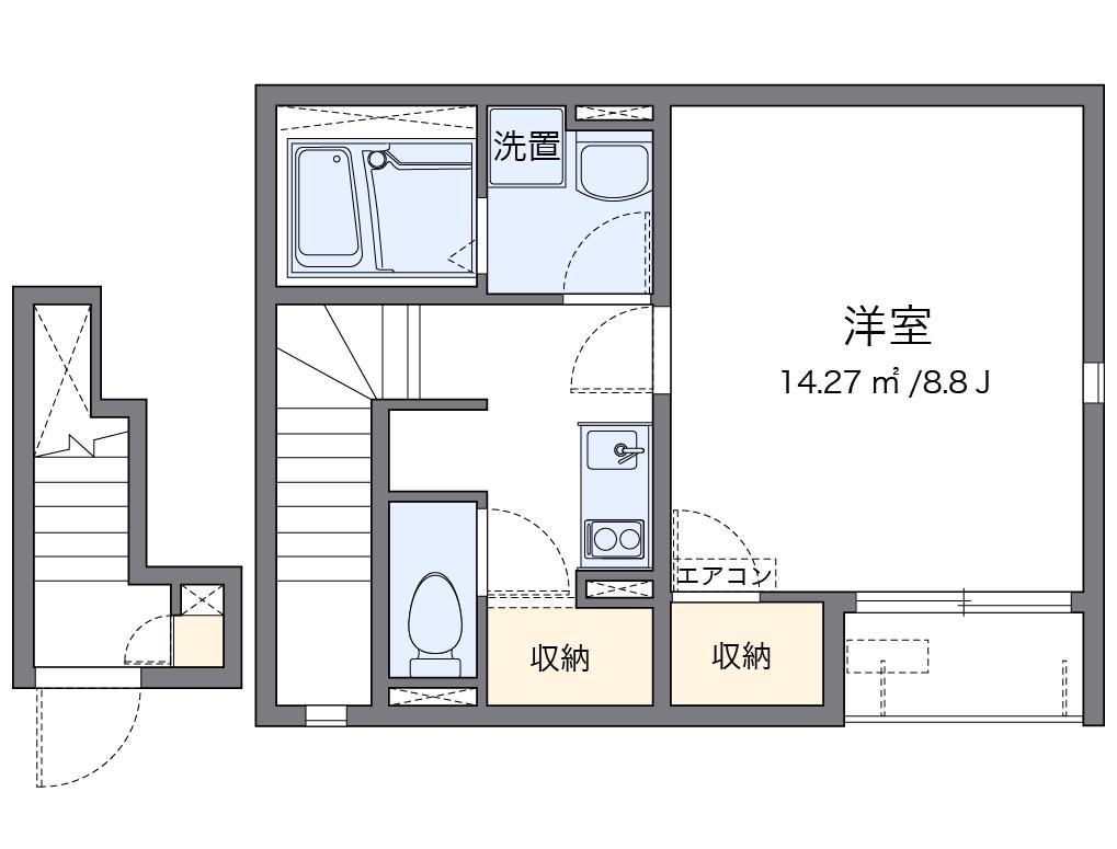 レオネクストかぐや(1K/2階)の間取り写真