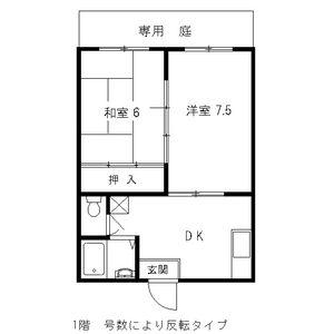 パークサイド津久野(2DK/1階)の間取り写真