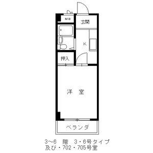 マルセビル(1K/7階)の間取り写真