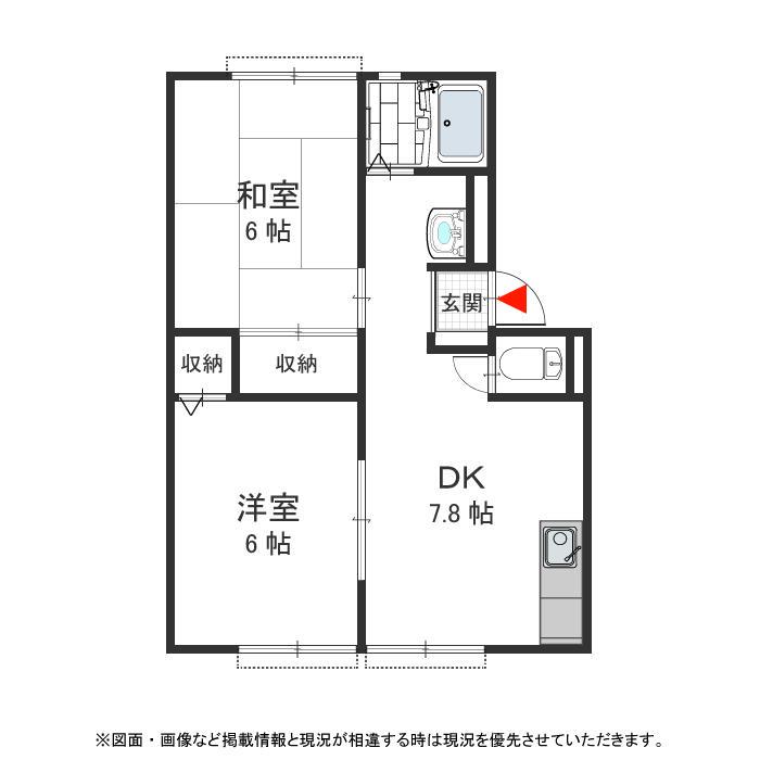 サンビレッジOKUNO B(2DK/2階)の間取り写真