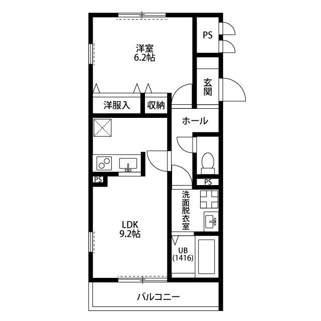 アムールレオ(1LDK/1階)の間取り写真