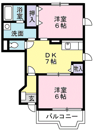 サンヒルズ千代田3(2DK/1階)の間取り写真