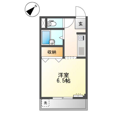 メロディーハイム(1K/2階)の間取り写真