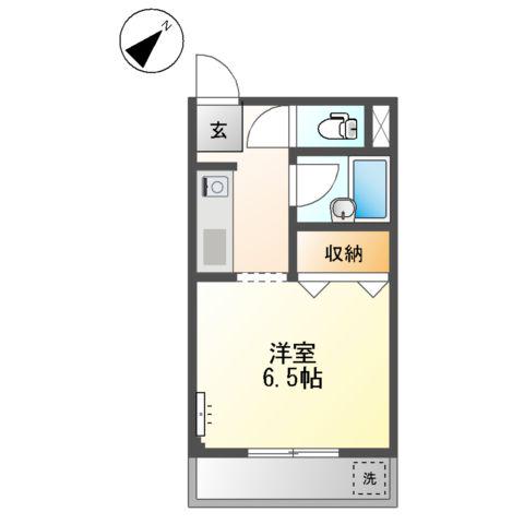 メロディーハイム(1K/1階)の間取り写真