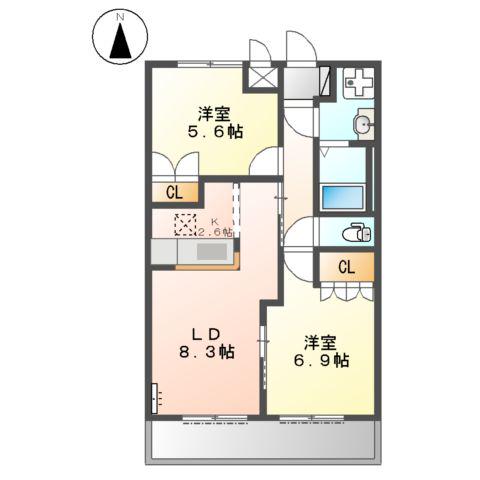 コンフォースMIYA(2LDK/1階)の間取り写真