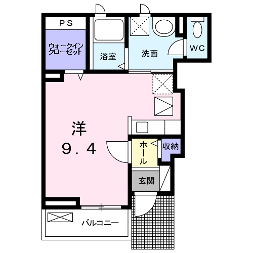 クラール(ワンルーム/1階)の間取り写真