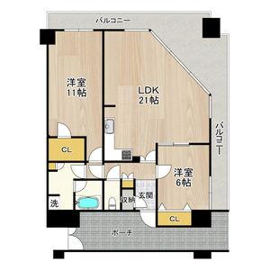 フェニックス日本橋高津(2LDK/9階)の間取り写真