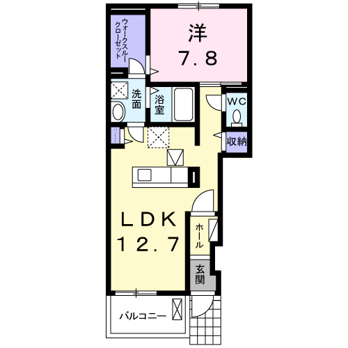アルカン シェル Ⅱ(1LDK/1階)の間取り写真