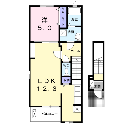 ラ・エルヴィータ(1LDK/2階)の間取り写真