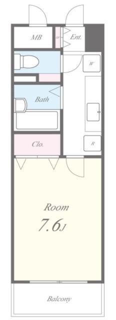 ヴィラハピネス(1K/2階)の間取り写真