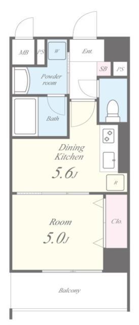 グレースエビス(1DK/2階)の間取り写真