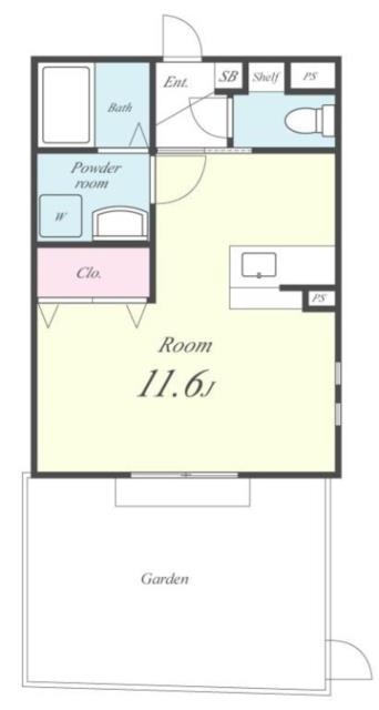 サウスローズ古市(ワンルーム/1階)の間取り写真