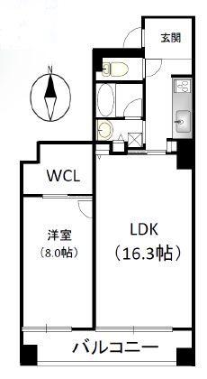ブラービ南船場(1LDK/10階)の間取り写真