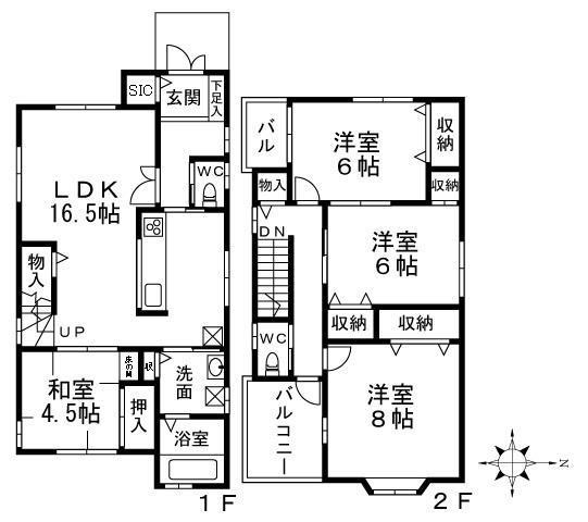 大阪メトロ御堂筋線 北花田駅 徒歩8分 2階建 築20年(4LDK)の間取り写真