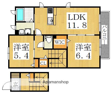 PRIMEVEREⅡ番館(2LDK/2階)の間取り写真