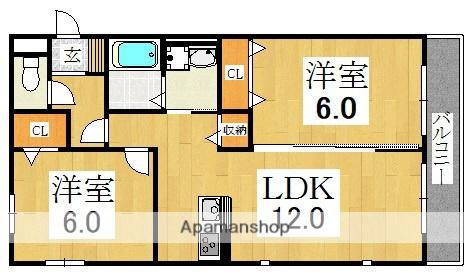 コートキロハナ2(2LDK/3階)の間取り写真