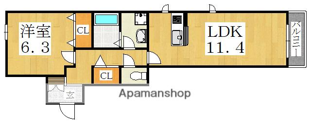 メゾンフェリース(1LDK/2階)の間取り写真