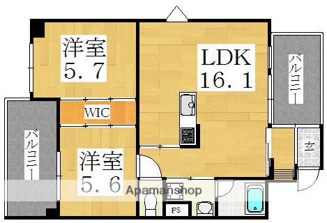 ベルクール公園南(2LDK/3階)の間取り写真
