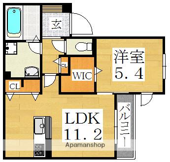 レイコリス長居公園(1LDK/2階)の間取り写真