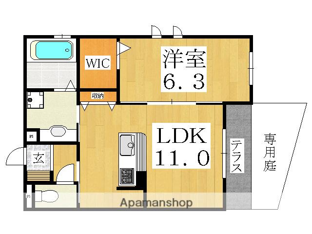 レジデンシアABICO(1LDK/1階)の間取り写真