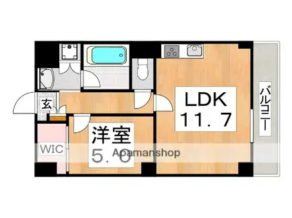 ヴェヌスタ西田辺(1LDK/5階)の間取り写真