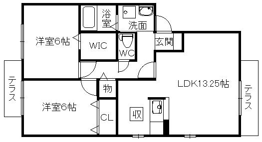 ファミール寿(2LDK/1階)の間取り写真