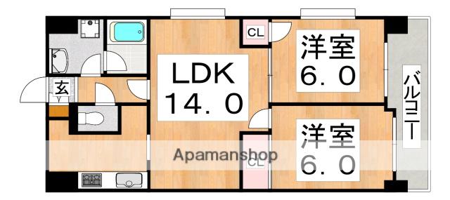 スタシオン鴫(2LDK/8階)の間取り写真