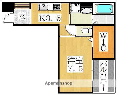 ディアコート矢田(1K/3階)の間取り写真