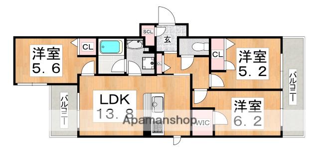 セントアンドリュース ヒル 2号館(3LDK/2階)の間取り写真