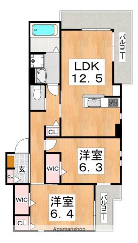 ユアメゾン粉浜駅前(2LDK/2階)の間取り写真