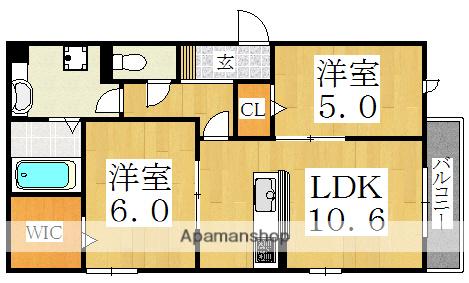 ラミアカーサ上住吉(2LDK/1階)の間取り写真