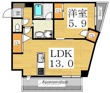 メゾンセドーレ(1LDK/4階)の間取り写真