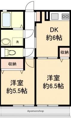 メイコーハイツ(2DK/2階)の間取り写真