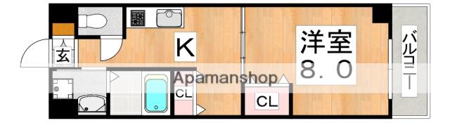 シーガルマンションⅡ(1DK/6階)の間取り写真